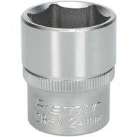 Loops 24mm Steel Drive Socket - 1/2" Square Drive - Chrome Vanadium Wrench Socket in Metallics