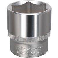 Loops 32mm Steel Drive Socket - 1/2" Square Drive - Chrome Vanadium Wrench Socket in Metallics