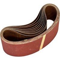 Loops 10 PACK - 75mm x 533mm Sanding Belts - 100 Grit Aluminium Oxide Cloth Backed Set