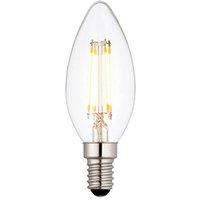 Loops LED Filament Lamp Bulb 4W Candle Shaped E14 LED Clear Glass 2700k Warm White