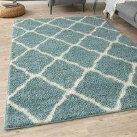 THE RUGS Soft Moroccan Shaggy Rugs & Runners Duck Egg Blue Living Room | Size: 60 cm x 110 cm