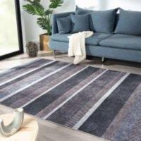 THE RUGS Nasrih Washable Persian Classic Rug - Soft Polyester Runner Design in Grey | Size: 60 cm x 180 cm