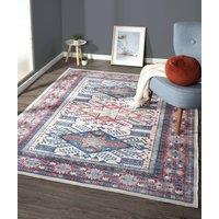 THE RUGS Sara Washable Persian Classic Rug - Soft Durable Polyester Pile in Ivory | Size: 60 cm x 180 cm