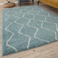 THE RUGS Soft Moroccan High Pile Shaggy Rugs & Runners Duck Egg Blue | Size: 60 cm x 110 cm