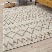 THE RUGS Soft Tangier Shaggy Rugs & Runners Ivory & Beige Living Room | Size: 60 cm x 110 cm