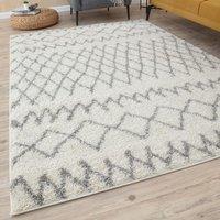 THE RUGS Soft Tangier High Pile Shaggy Rugs & Runners Living Room in Off-White | Size: 60 cm x 110 cm