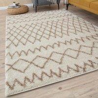 THE RUGS Soft Tangier High Pile Shaggy Rugs & Runners Living Room in Ivory | Size: 60 cm x 110 cm
