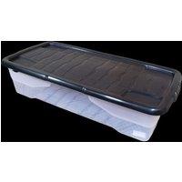 Samuel Alexander 42 Under Bed Clear Stackable & Nestable Storage Box with Black Lid in White