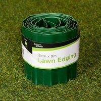 Samuel Alexander 15cm x 9m Large Plastic Corrugated Lawn Garden Edging Border in Green