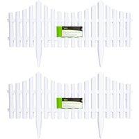 Samuel Alexander 2 x 33cm 4 Piece Set White Wood Effect Picket Fence Garden Edging | Size: 2 x 33 cm
