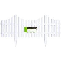 Samuel Alexander 33cm 4 Piece Set White Wood Effect Picket Fence Garden Edging