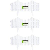 Samuel Alexander 3 x 33cm 4 Piece Set White Wood Effect Picket Fence Garden Edging | Size: 3 x 33 cm