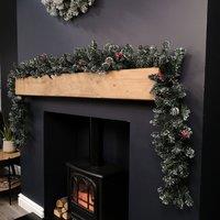 Samuel Alexander 2.7m Green Christmas Garland with Pine Cones & Red Berries