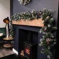 Samuel Alexander 2.7m Green Mixed Needle Christmas Garland with Pine Cones & Red Berries