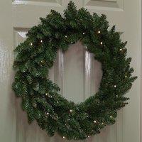 Samuel Alexander 60cm Plain Green Christmas Wreath with 50 Warm White LEDs & 160 Bullet Tips