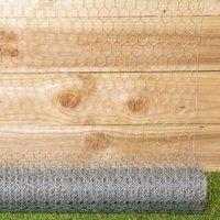 Samuel Alexander 10m x 90cm x 25mm Galvanised Steel Chicken Garden Wire Netting / Fencing in Silver | Size: 10m x 90 cm