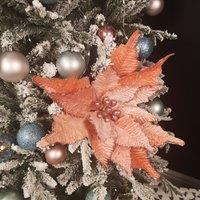 Samuel Alexander 68cm Frosted Light Coral Pink Poinsettia Stem Christmas Decoration