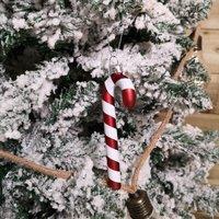 Samuel Alexander Set of 6 12cm Glass Red & White Stripe Candy Cane Christmas Tree Decorations