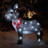 Samuel Alexander 34cm Battery Operated Light up Acrylic Christmas Donkey Decoration with White LEDs in Grey