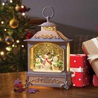 Samuel Alexander 28cm Battery Operated LED Christmas Snowman Wonderland Lantern Decoration in White
