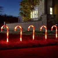Samuel Alexander Set of 6 Light up Red & White Candy Cane Christmas Path Lights