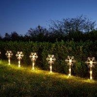 Samuel Alexander Set of 8 Battery Powered Light up Snowflake Christmas Path Lights with LEDs in White