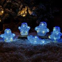 Samuel Alexander Set of 5 Battery Operated Light up Acrylic Christmas Penguins with LEDs in White