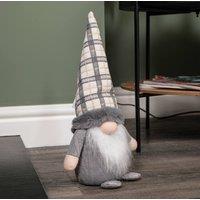Samuel Alexander 35cm Grey Standing Christmas Gonk Decoration with Tartan Hat