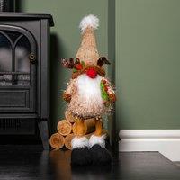 Samuel Alexander 46cm Battery Operated Light up Standing Christmas Reindeer Gonk with Warm White LEDs in Brown