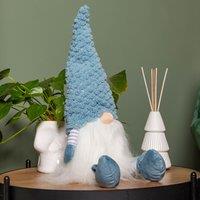 Samuel Alexander 53cm Blue Sitting Christmas Gonk Decoration with Knitted Hat & Dangly Legs