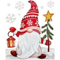 Samuel Alexander 35cm Christmas Gonk in Snow Scene Window Decal Decoration with Glitter