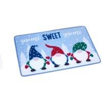 Samuel Alexander 60cm x 40cm Gnome Sweet Gnome Fabric Christmas Doormat in Blue | Size: 60 cm x 40 cm