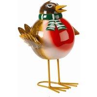 Samuel Alexander 25cm Large Wobbling Rocking Hand Painted Christmas Robin Decoration in Brown
