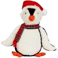 Samuel Alexander 40cm Soft Cuddly Puppa Penguin Christmas Decoration with Santa Hat in White