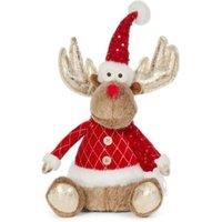 Samuel Alexander 45cm Sitting Plush Golden Dancer Christmas Reindeer Decoration in Beige