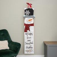 Samuel Alexander Light up Hanging Christmas Snowman Fabric Banner with LEDs in White