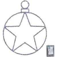 Samuel Alexander 49cm Light up Christmas Silver Star Ball with Twinkling Blue LEDs