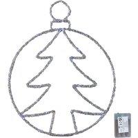 Samuel Alexander 49cm Light up Christmas Silver Tree Ball with Twinkling Blue LEDs in Grey