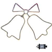 Samuel Alexander 43cm x 32cm Hanging Christmas Double Bell Silhouette with 196 LEDs in White | Size: 43 cm x 32 cm