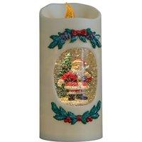 Samuel Alexander 20cm Christmas Pillar Candle Water Spiner with Santa & LEDs in White