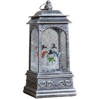 Samuel Alexander 20cm Light up Christmas Water Spinner with 3 Snowmen & White LEDs in Silver