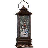 Samuel Alexander 27cm Bronze Christmas Water Spinner with Snowman Scene & LEDs