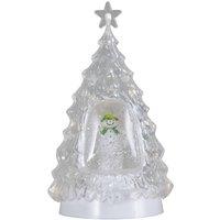 Samuel Alexander 33cm Light up Christmas Tree Water Spinner with The Snowman & LEDs in Clear