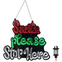 Samuel Alexander Hanging Santa Stop Here Infinity Mirror Light with Multi-Coloured LEDs