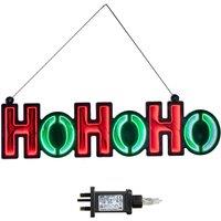 Samuel Alexander 40cm Hanging Ho Ho Ho Infinity Mirror Sign with Red & Green LEDs in Black