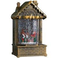Samuel Alexander 20cm Dual Powered House Water Spinner with Santa & Sleigh & LEDs in Bronze