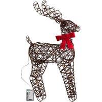 Samuel Alexander 60cm Battery Operated Christmas Reindeer with Red Bow & White LEDs in Brown