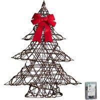 Samuel Alexander 60cm Battery Operated Christmas Tree with Red Bow & 60 White LEDs in Brown