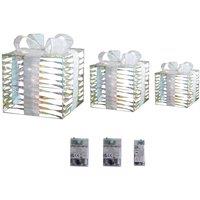 Samuel Alexander 30cm Set of 3 Star Shimmer Christmas Parcels with 90 White LEDs