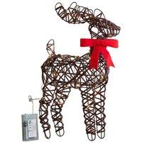 Samuel Alexander 40cm Battery Operated Christmas Reindeer with Red Bow & 30 White LEDs in Brown